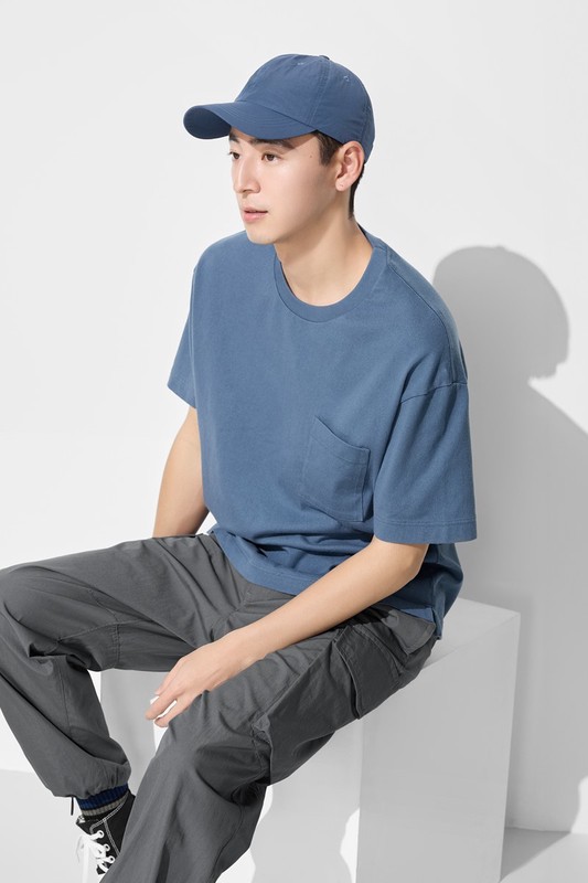 粗紡寬版口袋T恤-男