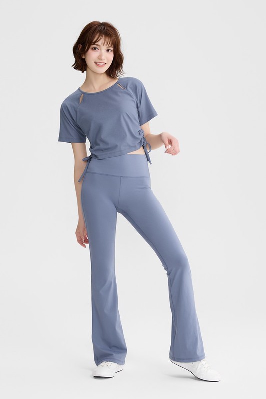 吸排抽繩短版T恤-女