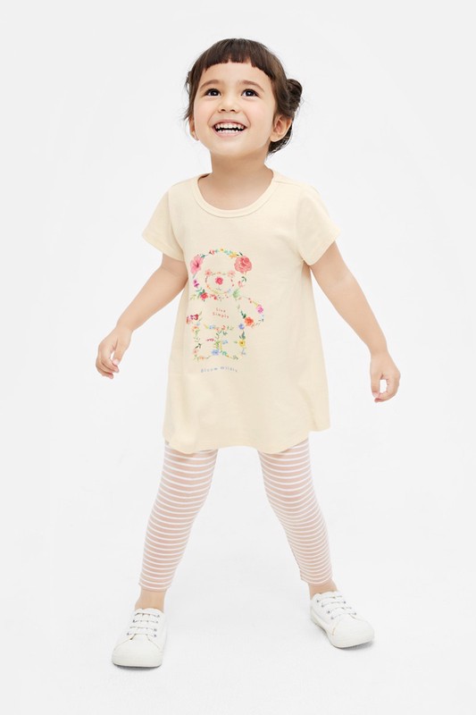 彈力條紋九分內搭褲-童