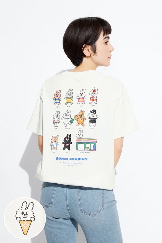 Bunni Konbiny寬長版印花T恤-08-女