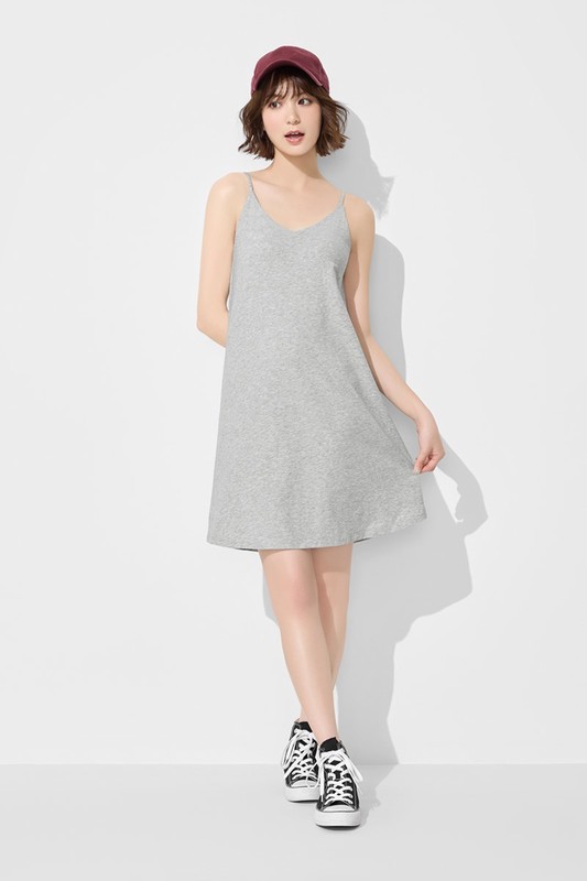 Bra V領細肩帶洋裝-女