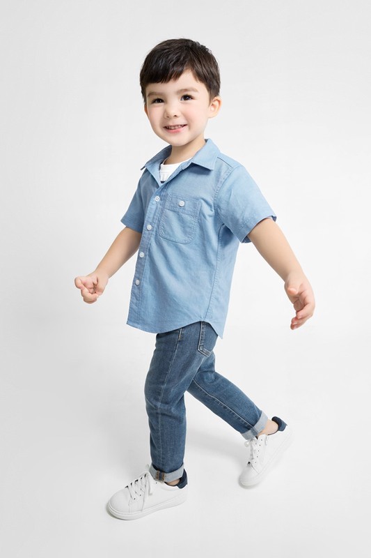 牛津短袖襯衫-童