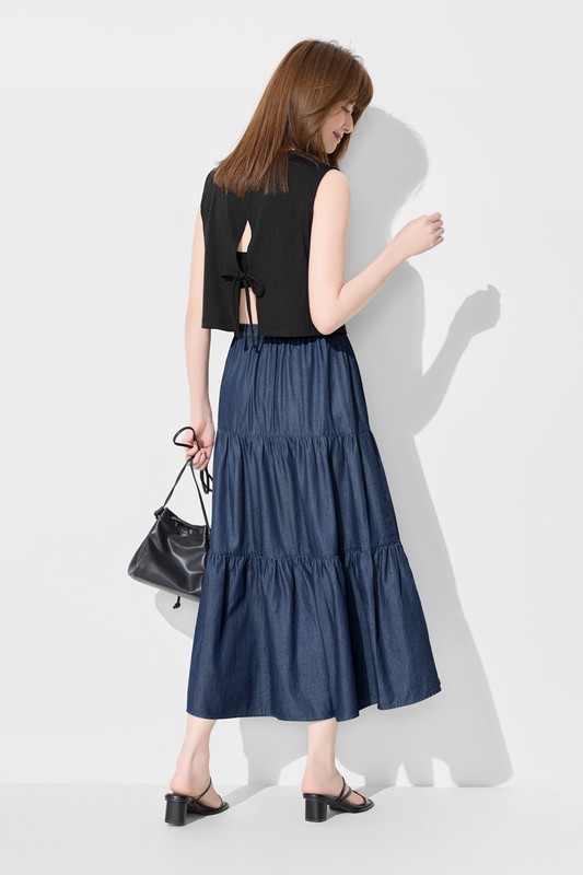 羅紋開衩無袖上衣-女