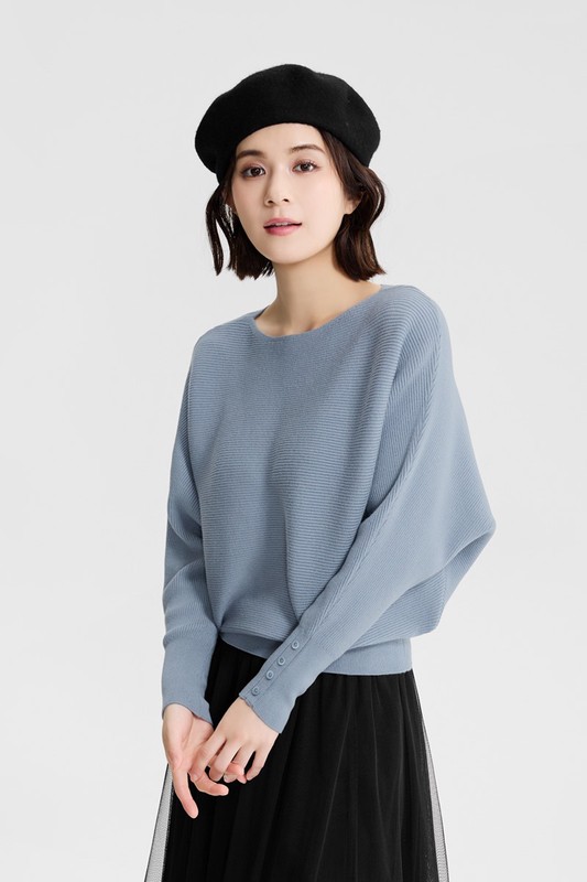 寬版連袖毛衣-女