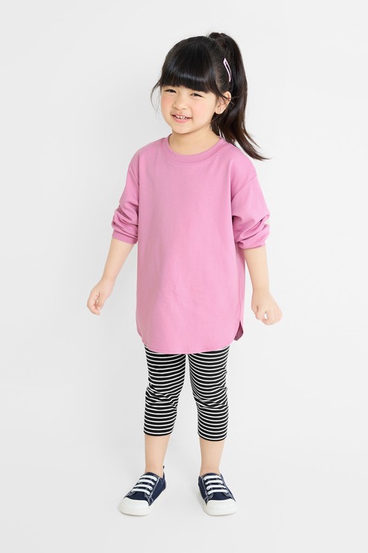 彈力條紋七分內搭褲-童