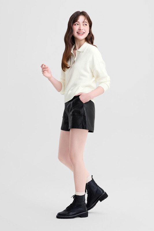 寬版polo領毛衣-女