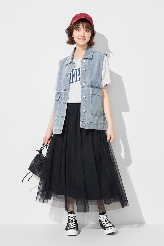 牛仔寬版背心-女