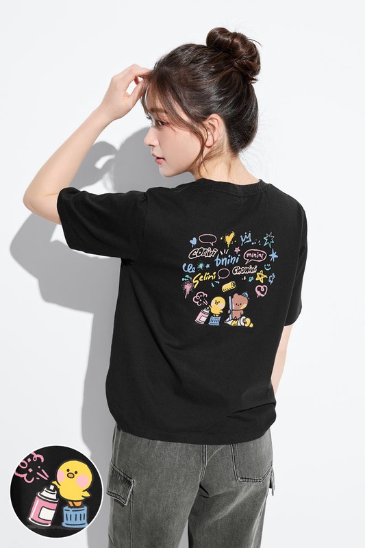 LINE FRIENDS minini寬版印花T恤-05-女