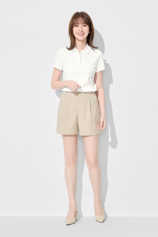 棉質網眼彈性polo衫-女