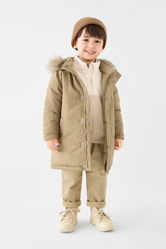 極暖羽絨中長版連帽外套-童