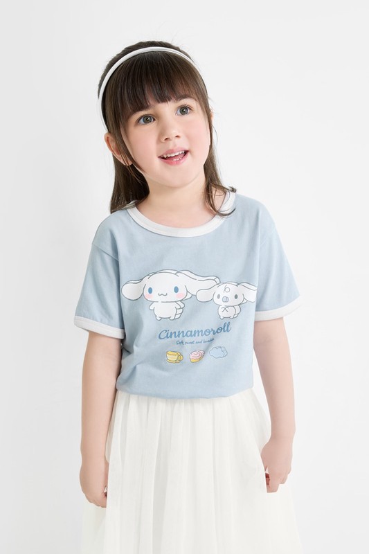 三麗鷗羅紋配色印花T恤-15-童