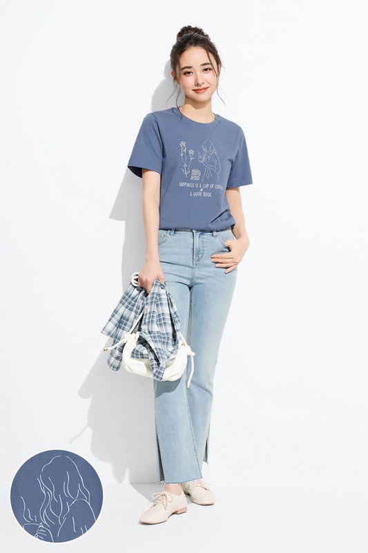 幸福日常厚版印花T恤-女