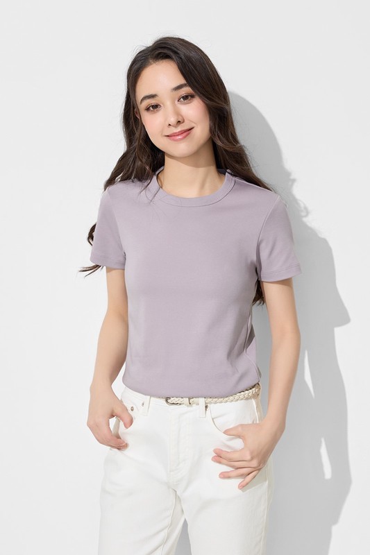 純棉厚實圓領T恤-女