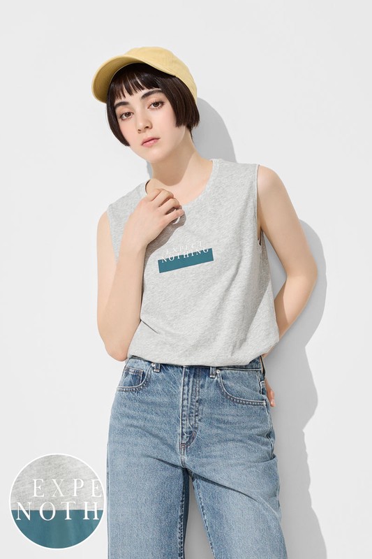 純棉文字印花背心-女