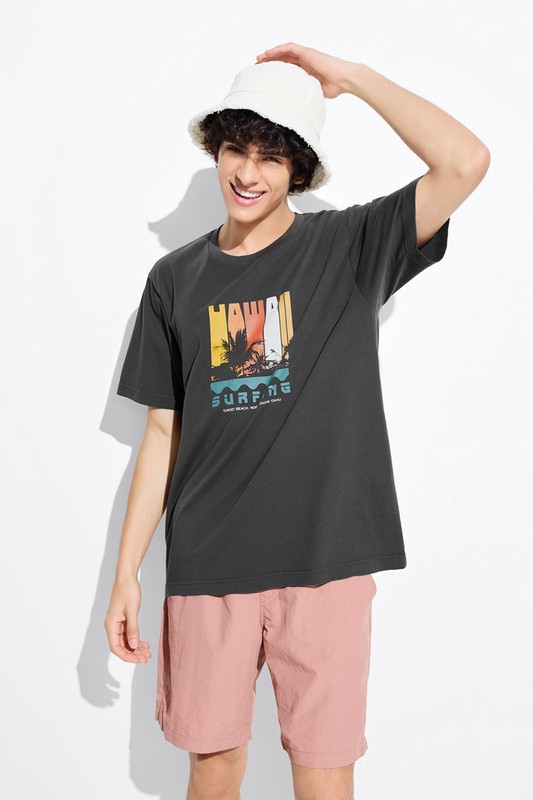 衝浪印花T恤-男