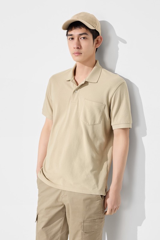 純棉網眼口袋polo衫-男