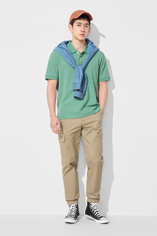 純棉網眼抽皺polo衫-男