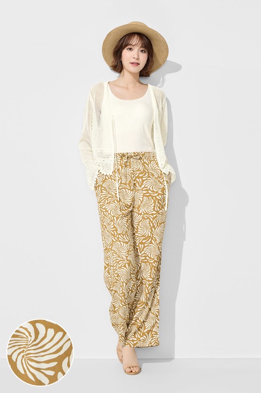 嫘縈植物花卉印花長褲-女