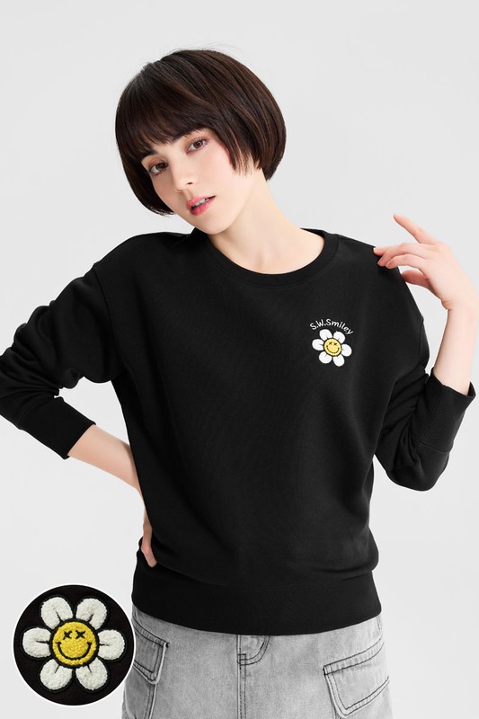 S.W.SMILEY®刷毛電繡圓領衫-06-女