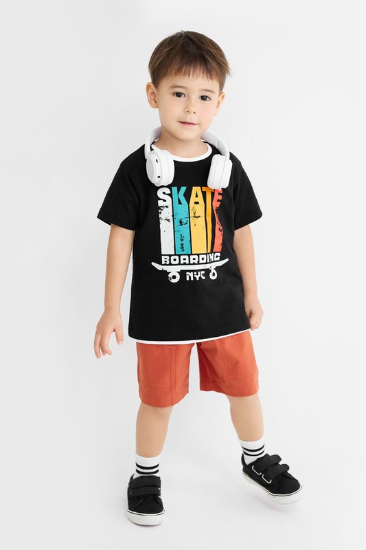 滑板印花T恤-童