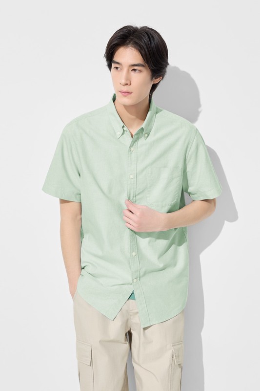 牛津短袖襯衫-男