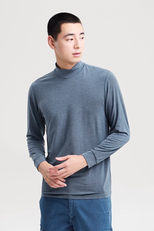 heatup立領九分袖上衣-男