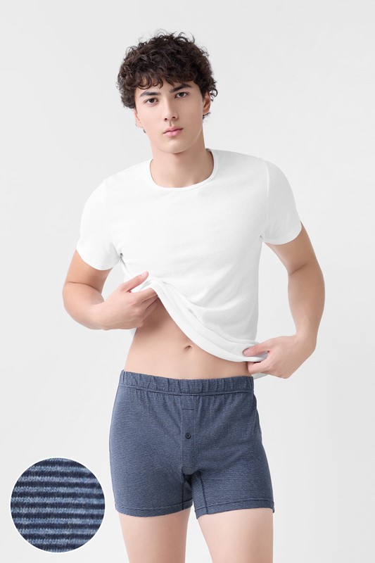 純棉條紋四角褲-男