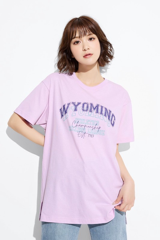 文字寬長版印花T恤-10-女