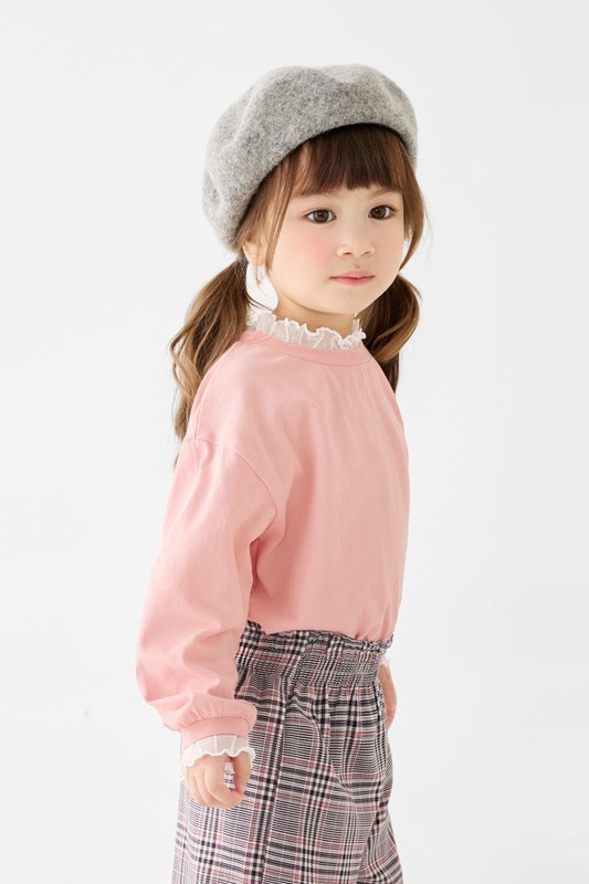 棉質花邊拼接上衣-童