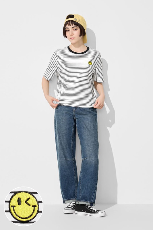 S.W.SMILEY®純棉寬版電繡T恤-女