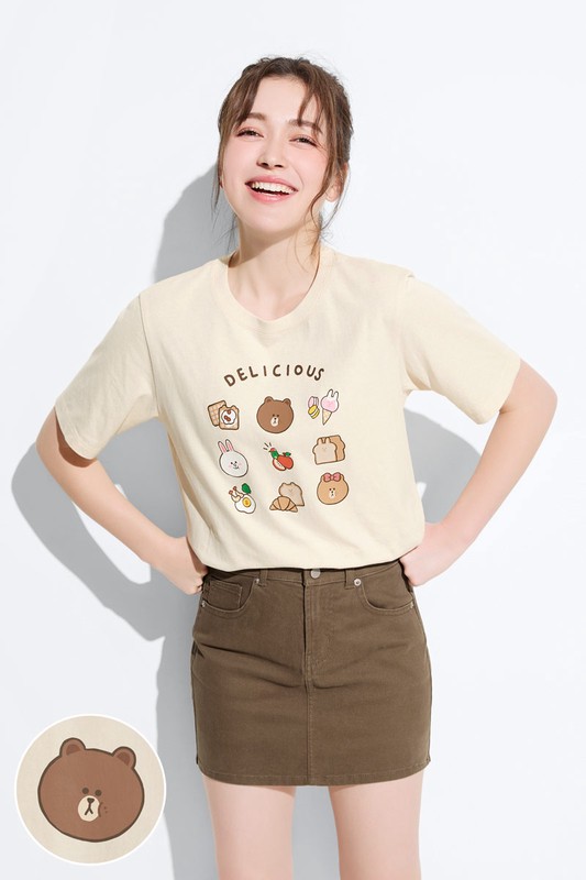 LINE FRIENDS寬版印花T恤-08-女