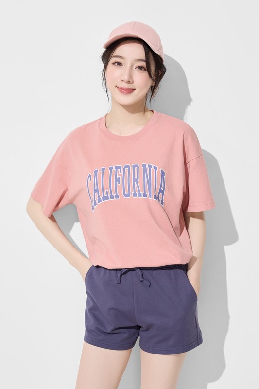 粗紡寬長版文字印花T恤-女