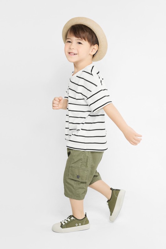 純棉工裝七分褲-童