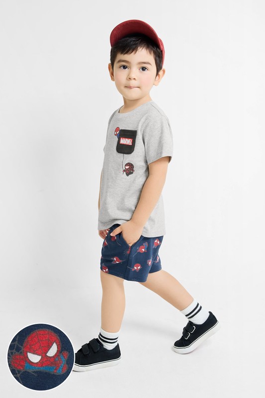 漫威系列竹節棉印花短褲-童