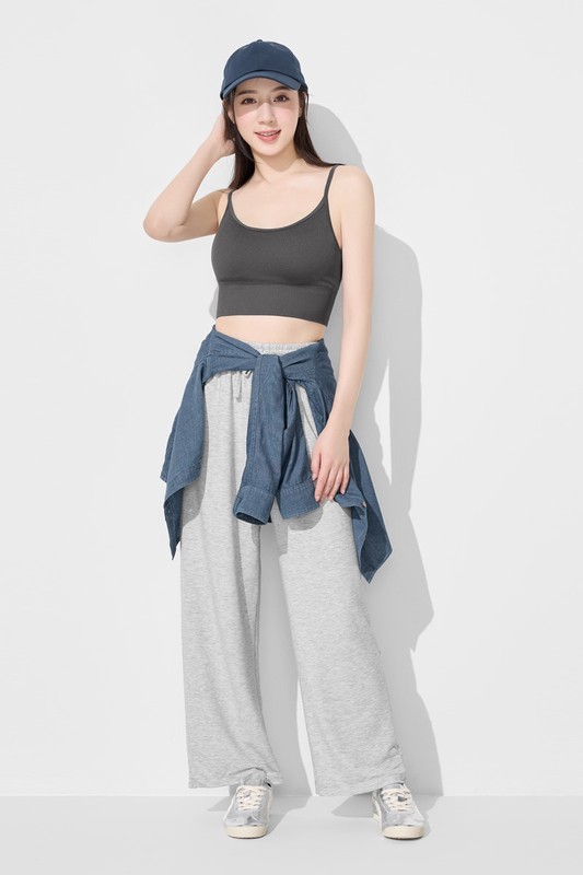 無縫Bra短版細肩帶背心-女