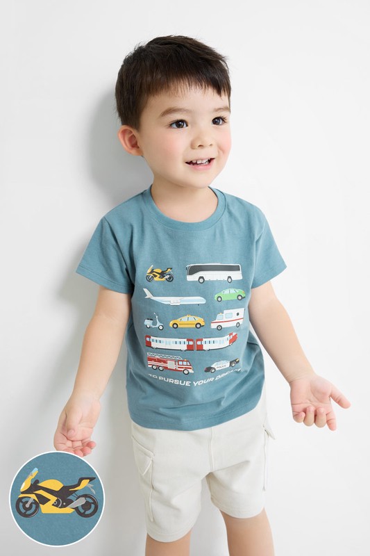 夢想交通工具印花T恤-童