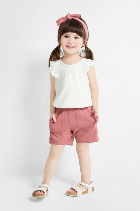 竹節棉口袋短褲-童