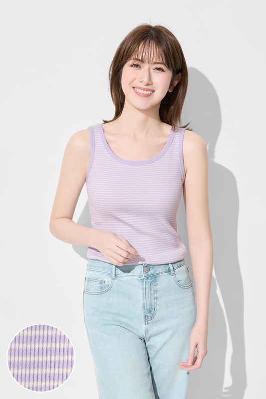 羅紋條紋背心-女