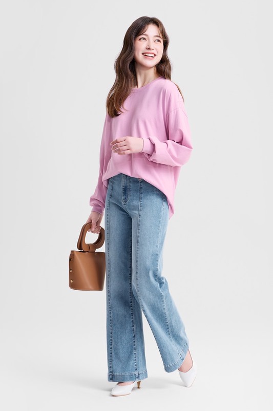 立體剪裁高腰靴型牛仔褲-女