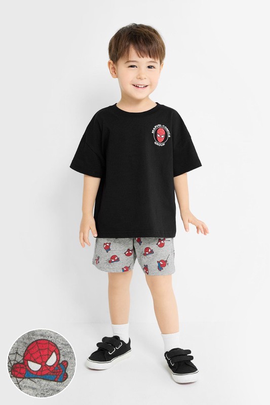 漫威系列竹節棉印花短褲-童