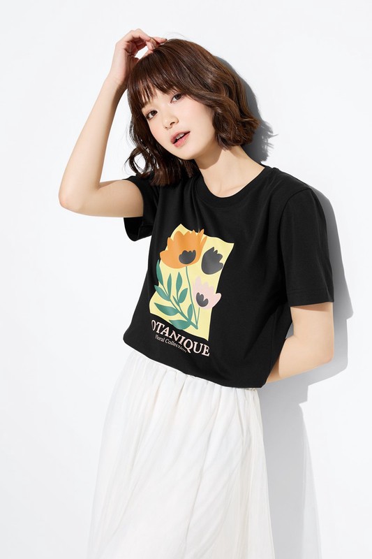 花語之間厚版印花T恤-女