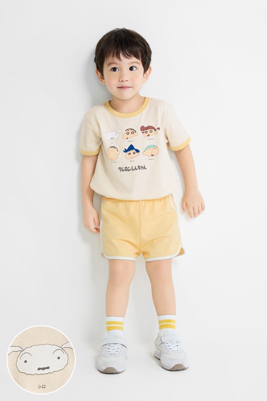 蠟筆小新羅紋配色印花T恤-02-童