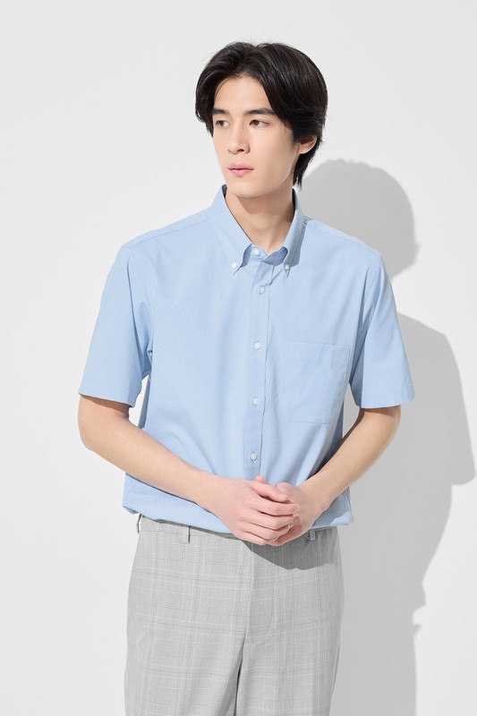 商務彈性短袖襯衫-男
