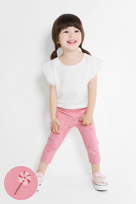 彈力甜點印花七分內搭褲-童