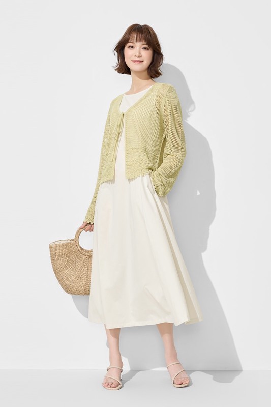 鏤空綁帶開襟外套-女