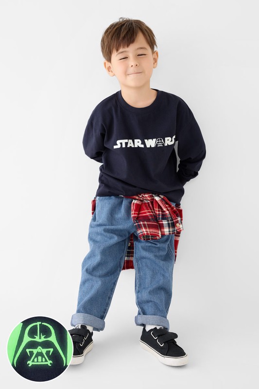 STAR WARS系列寬版長袖印花T恤-01-童