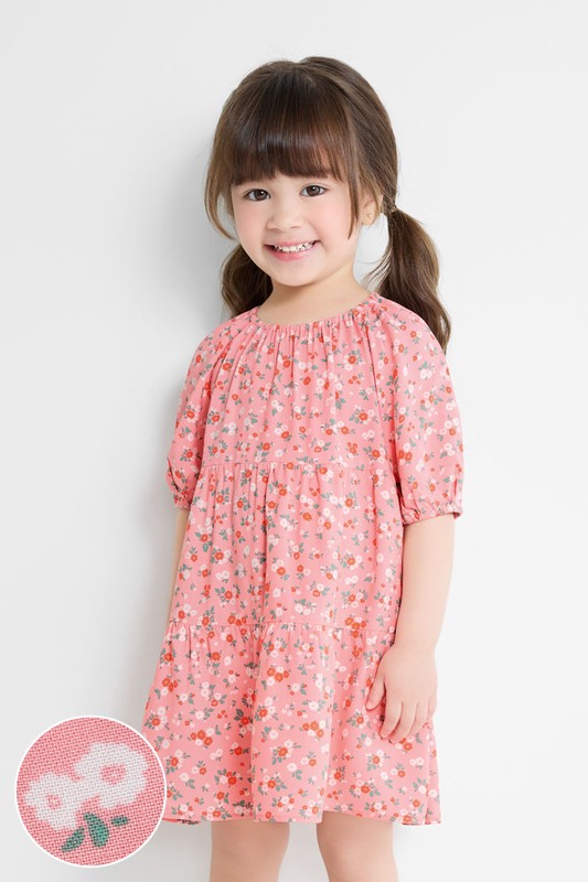 嫘縈印花蛋糕裙洋裝-童