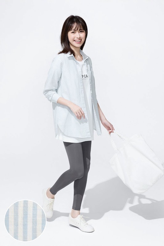 棉麻條紋長版襯衫-女