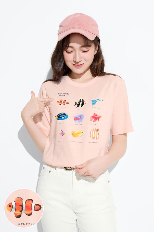 大人的圖鑑寬版印花T恤-14-女