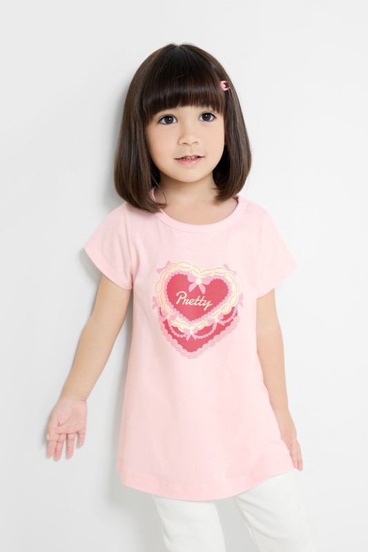 愛心蛋糕長版印花T恤-童